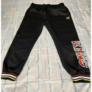 8008 Mens‎ Black Graphic Track Pants Joggers